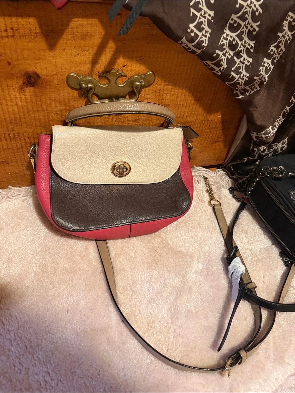 Collectors dream- Vintage Coach Tricolor Leather Top-Handle Satchel